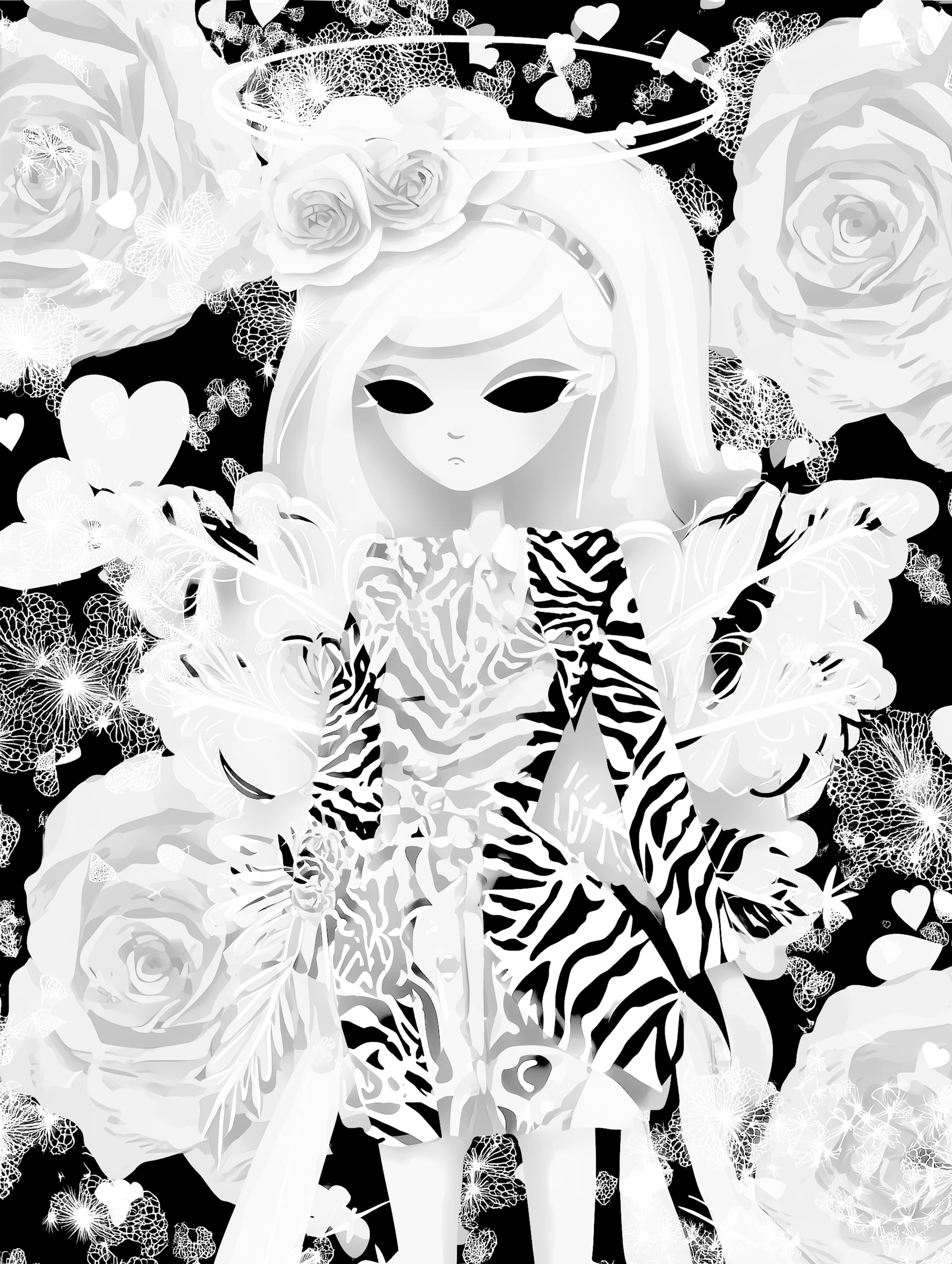 Free printable angel coloring page for adults featuring an angel with thin halo